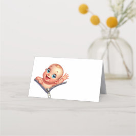 Girl Peeking out Baby Dusche White Danke Platzkarte