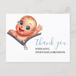 Girl Peeking out Baby Dusche White Danke Postkarte