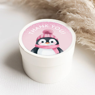 Girl Penguin Winter Gastgeschenk Stickers