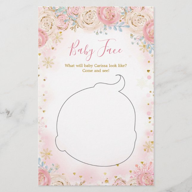 Girl Penguin Winter Snowflake Baby Face Card (Vorderseite)