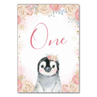 Girl Penguin Winter Snowflake Tischnummer Zeichen