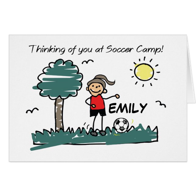 Girl Personalize Name Soccer Camp Strichmännchen T (Vorderseite (Horizontal))