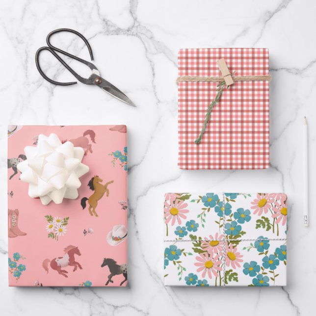 Girl - Pferde und Milchprodukte Geschenkpapier Set (Vorderseite)