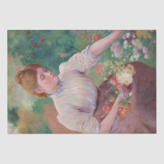 Girl Picking Blume im Sommergarten Seidenpapier (Vorderseite)