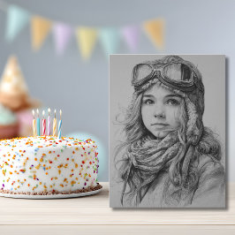 Girl Pilot Aviator Fun Aviation Birthday Postkarte