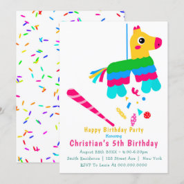 Girl Piñata 5. Geburtstag Einladungen