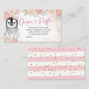 Girl Pinguin Winter Snowflake Diaper Raffle Begleitkarte