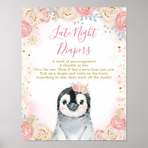 Girl Pinguin Winter Snowflake Spätabenteuer Poster