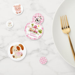 Girl pink barnyard farm animal Geburtstag Konfetti