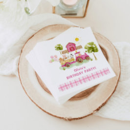 Girl pink Barnyard Farm Tiere Geburtstag Serviette