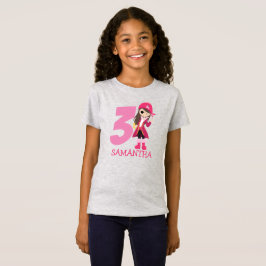 GIRL Pink Birthday Party Pirate 3. Name T - Shirt