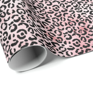 Girl Pink Black Leopard Print Geschenkpapier