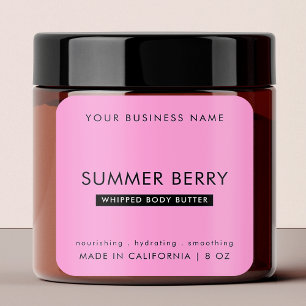 Girl Pink & Black Modern Skincare Jar Produkt Quadratischer Aufkleber
