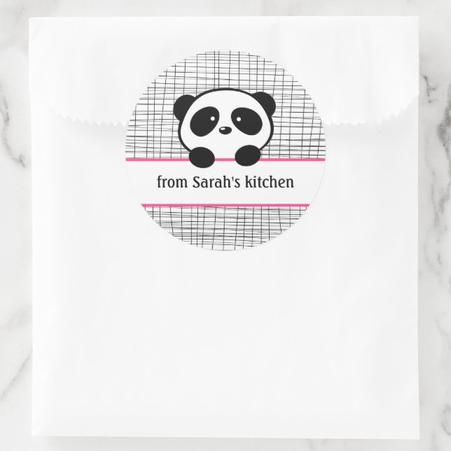 Girl Pink Black Panda Backkleber Runder Aufkleber (Tasche)