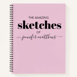 Girl Pink Black Personalisiert Sketchbook Ihr Name Notizbuch