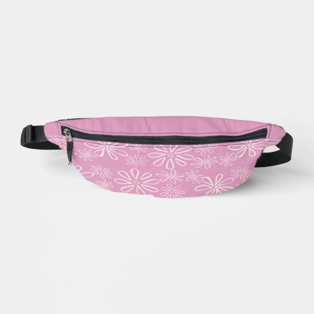 Girl Pink Blush Bloral Doodle Muster Bauchtasche (Vorderseite)