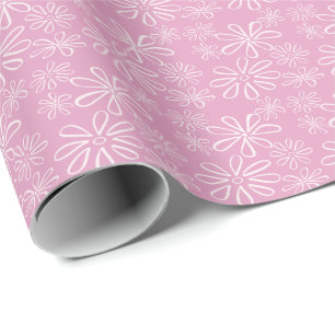Girl Pink Blush Bloral Doodle Muster Geschenkpapier