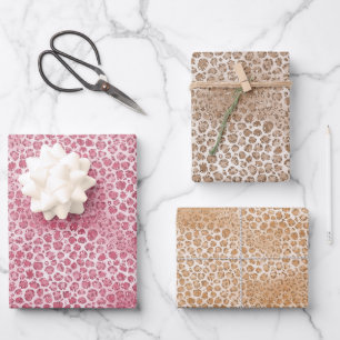 Girl Pink Blush Glitzer Leopard Print Geschenkpapier Set