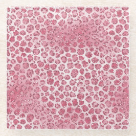 Girl Pink Blush Glitzer Leopard Print Glasuntersetzer