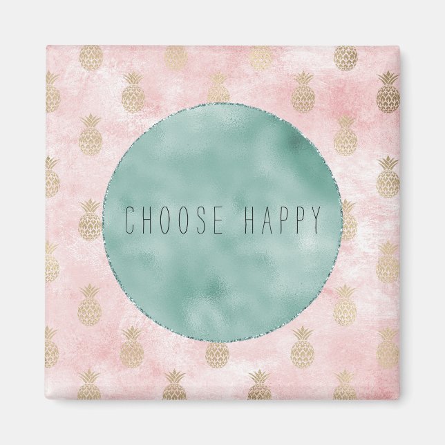 Girl Pink Blush Gold Ananas Magnet (Vorne)