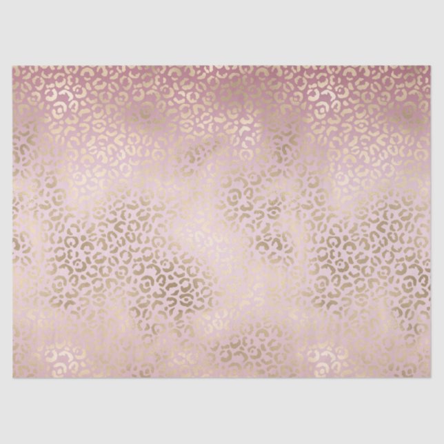 Girl Pink Blush Gold Ombre Leopard Print Seidenpapier (Vorderseite)
