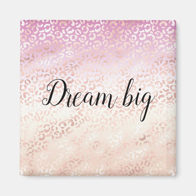 Girl Pink Blush Peach Glam Leopard Print Gefärbte  Magnet (Vorne)