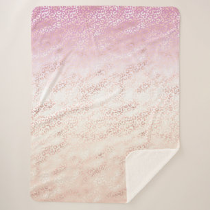 Girl Pink Blush Peach Glam Leopard Print Gefärbte  Sherpadecke