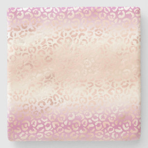 Girl Pink Blush Peach Glam Leopard Print Gefärbte  Steinuntersetzer