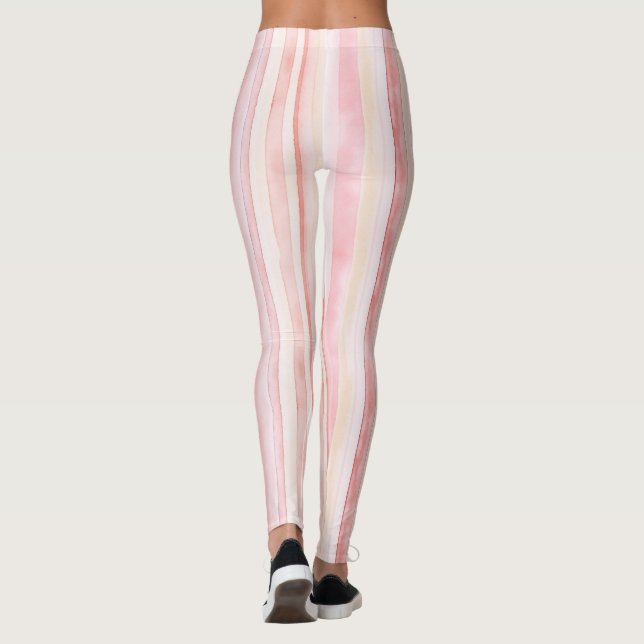 Girl Pink Blush Weiße Streifen Leggings (Rückseite)