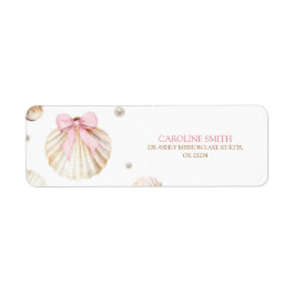 Girl Pink Bow Shell Baby Shower Address Label