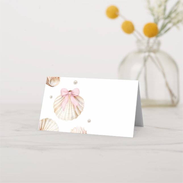 Girl Pink Bow Shell Baby Shower Appointment Card Terminkarte (Vorderseite)