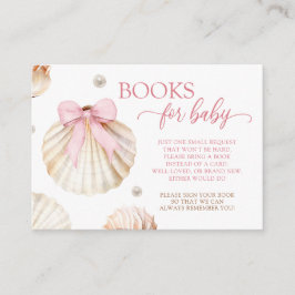 Girl Pink Bow Shell Baby Shower Books for Baby Begleitkarte