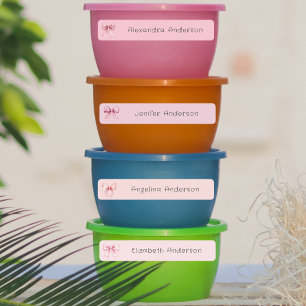 Girl Pink Bow Wasserfester Name Etiketten