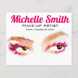 Girl Pink Brown Watercolor Eye Makeup Artist Flyer