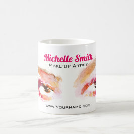 Girl Pink Brown Watercolor Eye Makeup Artist Kaffeetasse