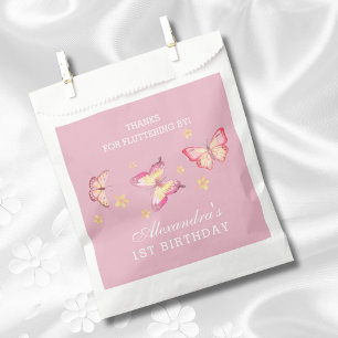 Girl Pink Butterfly 1. Geburtstag Vielen Dank Geschenktütchen