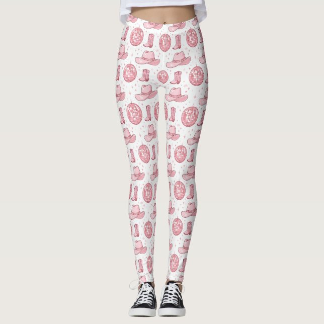 Girl Pink Cowgirl Disco Party Leggings (Vorderseite)