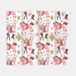 Girl Pink Cowgirl Horse Rodeo Western Design Fleecedecke