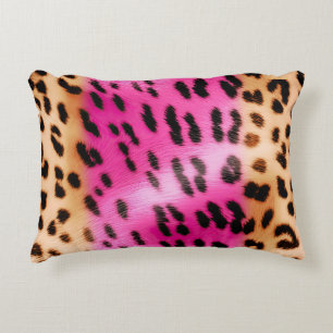 Girl Pink Cream Leopard Print Dekokissen