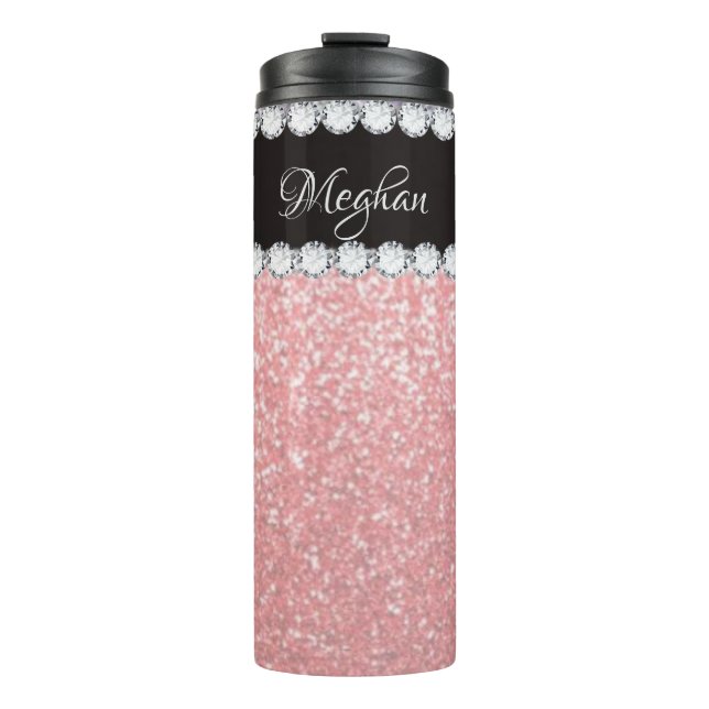 Girl Pink Diamond Personalisierte Thermaltumbler Thermosbecher (Vorderseite)