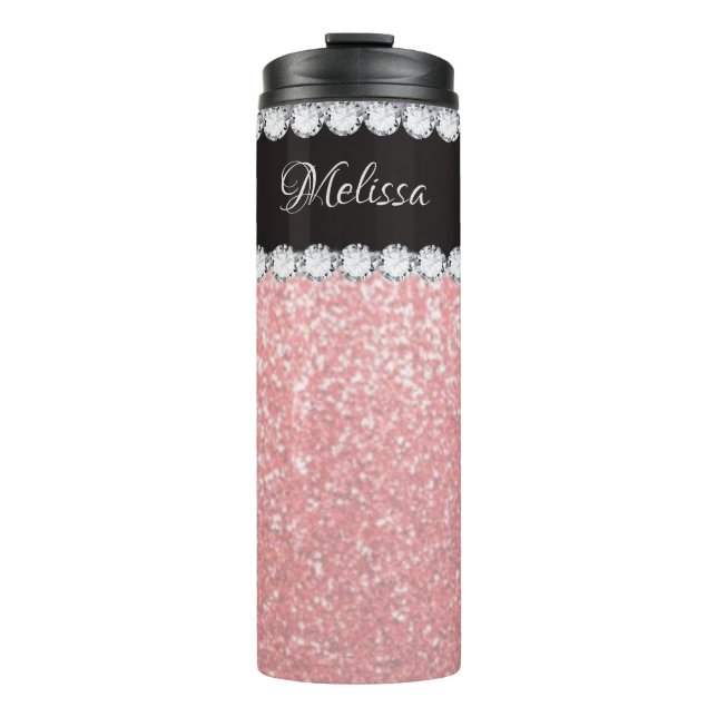 Girl Pink Diamond Personalisierte Thermaltumbler Thermosbecher (Vorderseite)