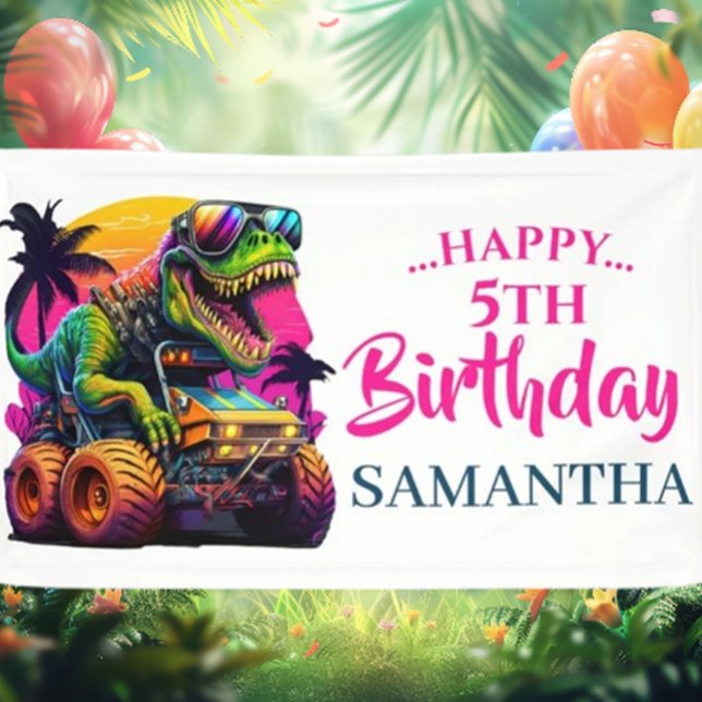 GIRL PINK Dino Jurassic Banner (Add a splash of fun to your space with the GIRL PINK Dino Jurassic Banner!)