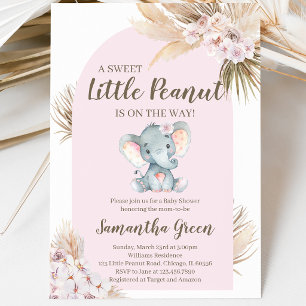 Girl Pink Elephant Baby Dusche Einladung