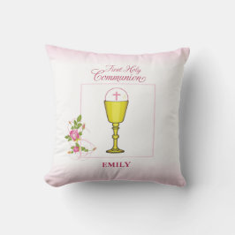 Girl Pink Erste heilige Kommunion, Chalice, Gastge Kissen