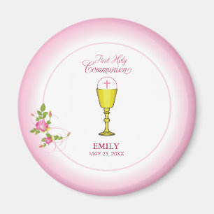 Girl Pink Erste heilige Kommunion, Chalice, Gastge Magnet