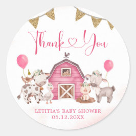 Girl Pink Farm Baby Dusche Danke Sticker