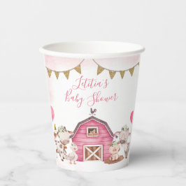 Girl Pink Farm Baby Shooting Cup Pappbecher