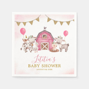 Girl Pink Farm Baby Shooting Paper Napkin Serviette