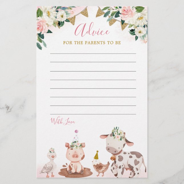 Girl Pink Farm Baby Showcard (Vorderseite)