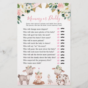 Girl Pink Farm Baby Shower Mommy oder Daddy